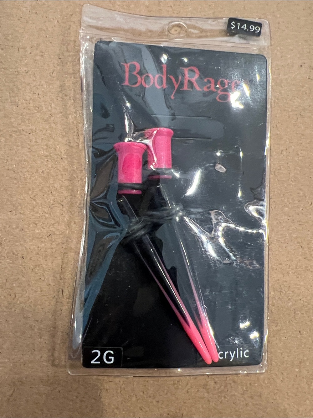 BodyRage Pink Acrylic Ear Tapers - 2G Stretching Set
